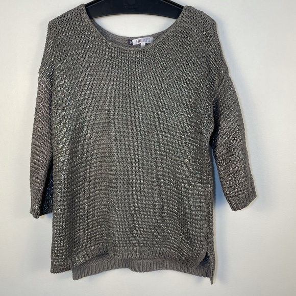Metallic knit sweater with quarter length sleeve 100% cotton size medium - Picture 3 of 14